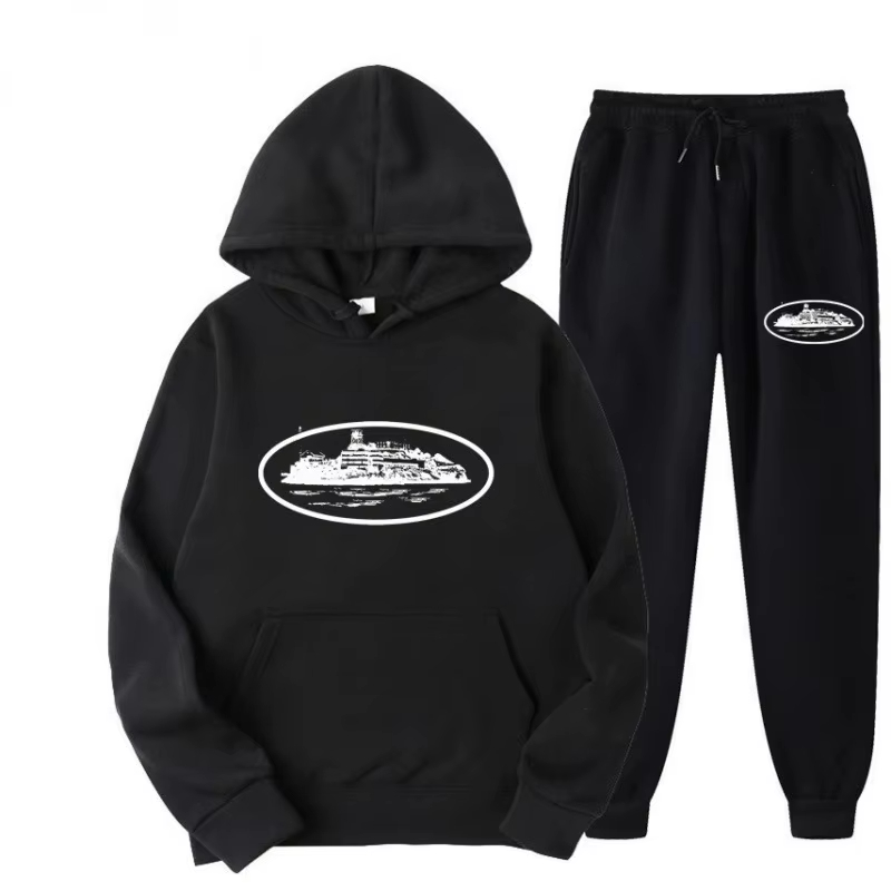 Fleece Hoodie Lined - Conjunto de Moletom com Capuz Estampado