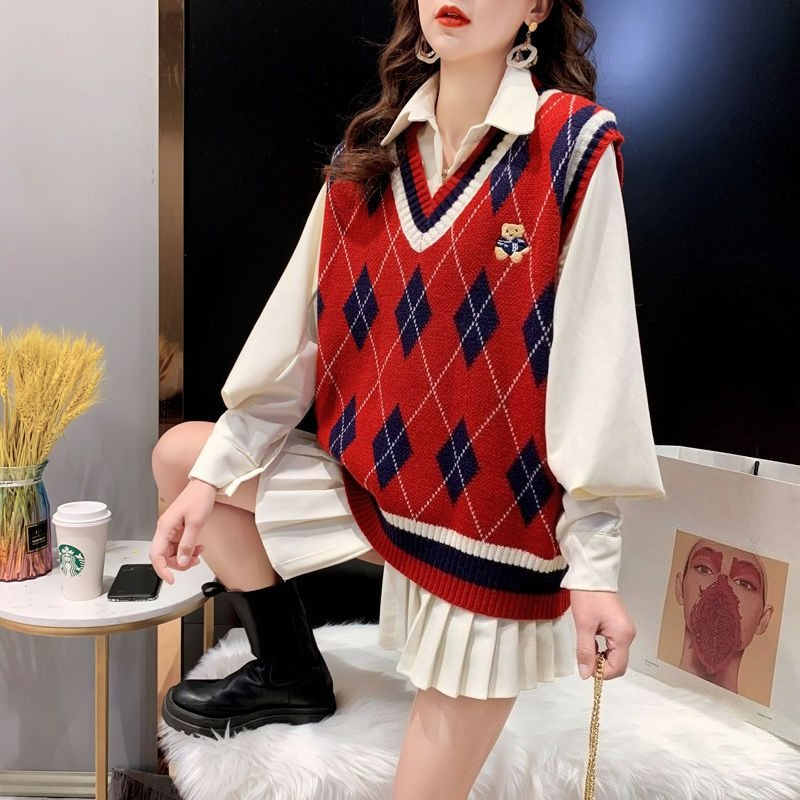 Winter Clothing Trends - Coletes de malha vermelha para mulheres