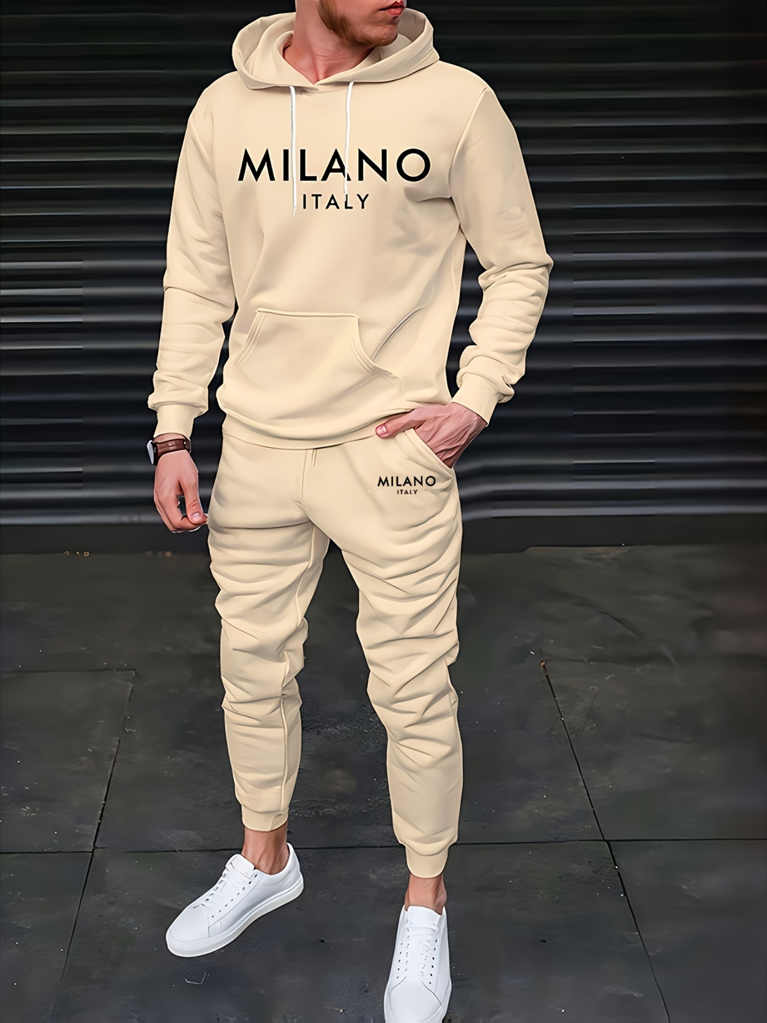Winter Clothing Affordable - Conjunto de Moletom e Calças Masculinas