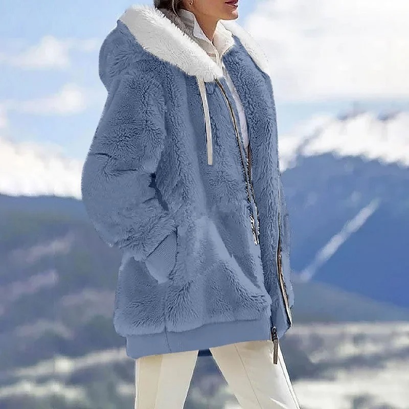 Fleece Hoodie Lined - 2025 inverno quente jaquetas femininas de