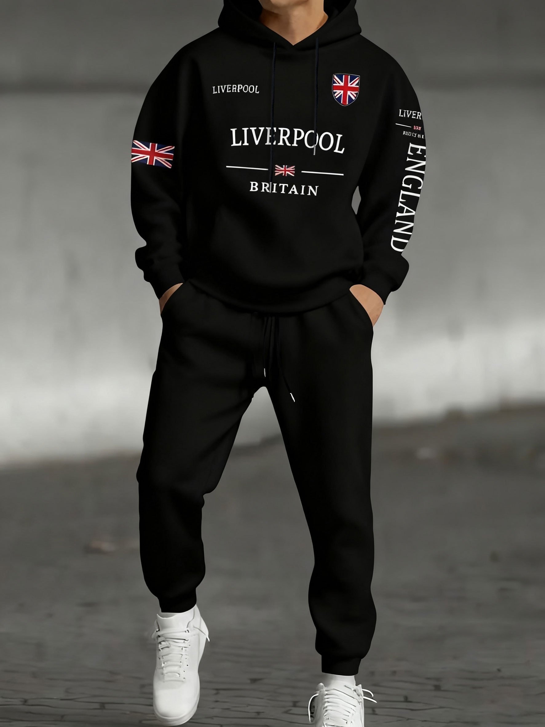 Winter Clothing Trends - Conjunto de Moletom com Capuz Estampado