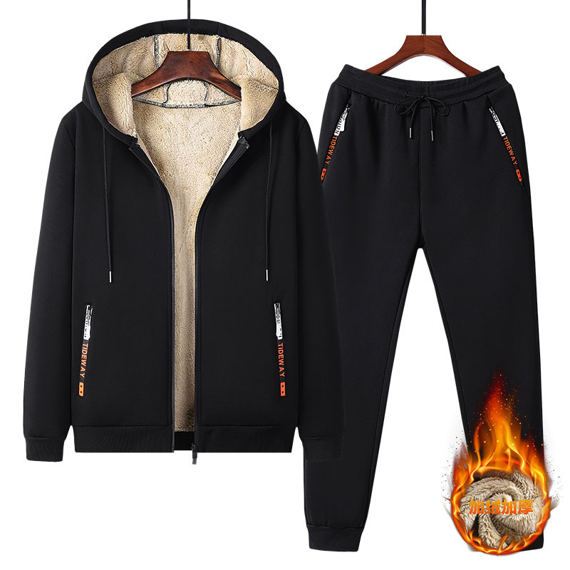 Fleece Hoodie Lined - Conjunto de moletom masculino com forro