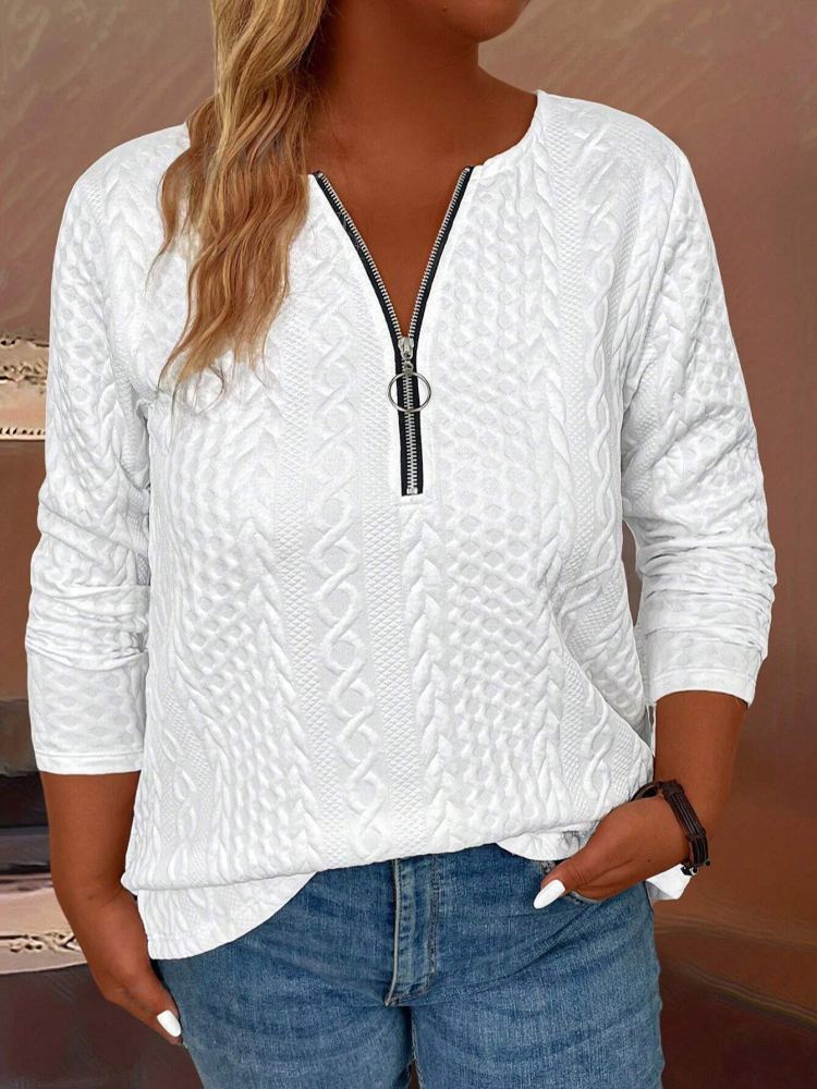 Winter Clothing Trends - Camiseta de meia zíper feminina, manga
