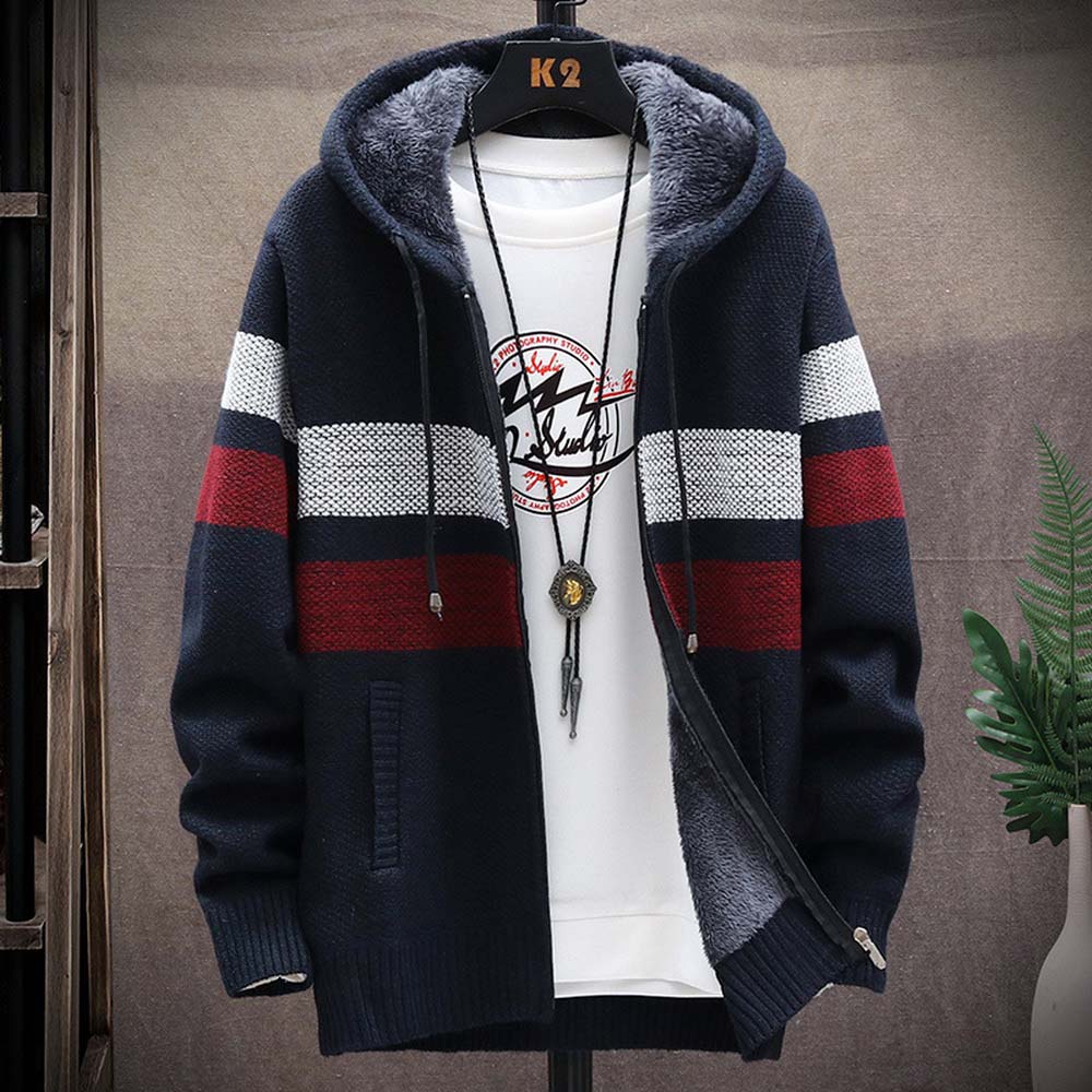 Camisola listrada masculina ca - Fleece Hoodie Lined avaliação e preço