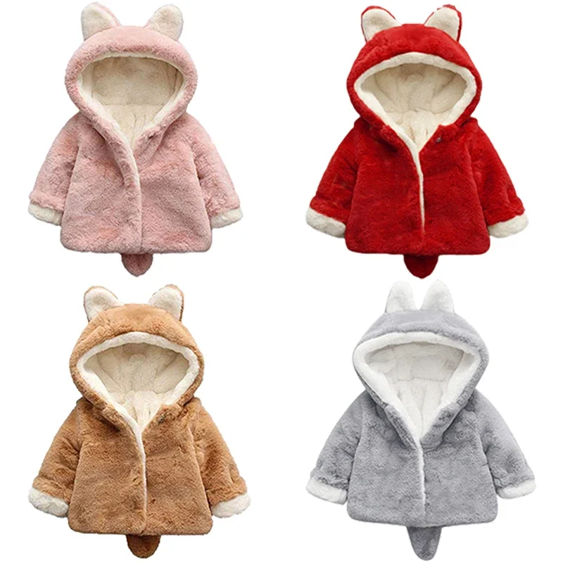 Cute Cat Ears Plush Baby Jacke - Winter Clothing For Baby Girl avaliação e preço