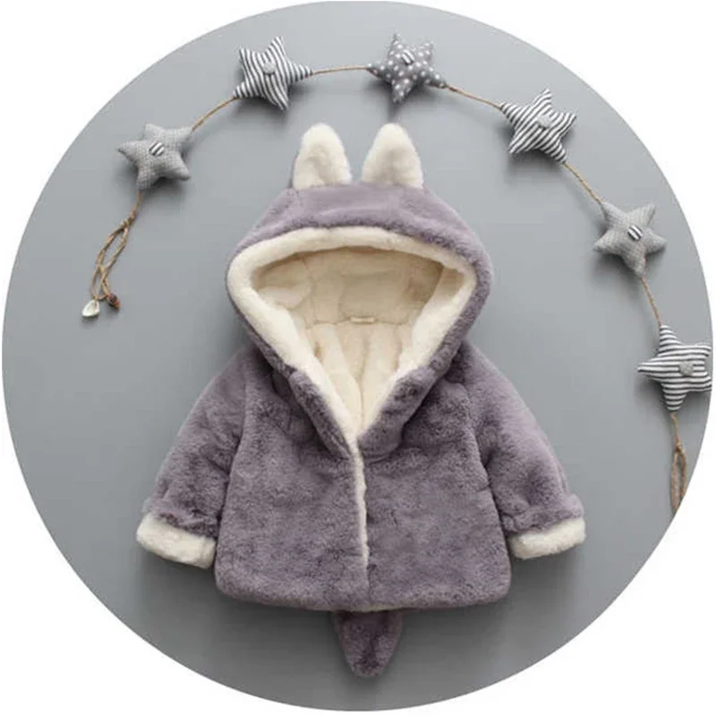 Cute Cat Ears Plush Baby Jacke - Winter Clothing For Baby Girl avaliação e preço